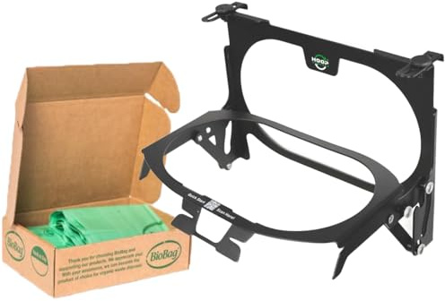 Hoop Compost + Bags: The Ultimate Compost Bin Alternative with Included 3 Gallon Compostable Bags, for Kitchen Organic Waste Collection. Steel Construction, Odor Mitigating, Mounts in Trashcan