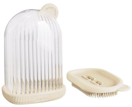 Disnace Boite a Savon Voyage, Boîte à Savon Portable de Voyage, Boîtes à Savons de Voyages Étanche avec Brosse en Silicone, Porte-Savons Anti-Fuite pour Camping Gym Voyages, Crème Blanche