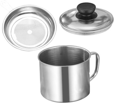 POPETPOP Olla Filtrante De Inoxidable Con Tapa Contenedor De Gran Capacidad Para De Cocina y Frituras Para Doméstico y Camping