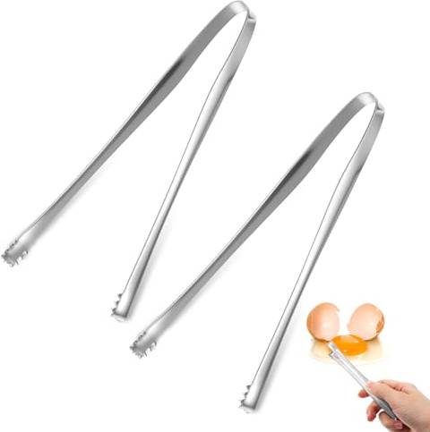 Shimmeroo Lot de 2 outils de retrait de chalaza en acier inoxydable, design denté pour enlever les fragments de membrane de coquille outil de cuisine multifonction pour la cuisson des aliments