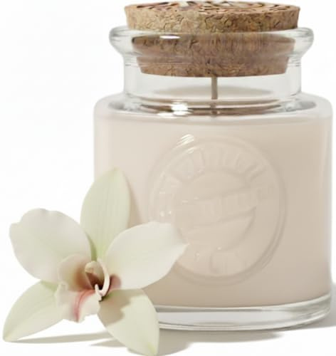 TRAMPK Vela aromática de soja Black Vanilla, vela perfumada en vaso de vidrio reciclado reutilizable con tapa de corcho, decoración hogar, regalo elegante