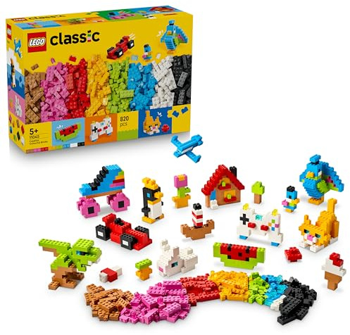 LEGO Classic Kreativa färgglada klossar – Byggleksak för fria lekar och STEM-utveckling för barn – Bygg fordon, djurfigurer, mat, en gitarr och mer – Present till pojkar och flickor från 5 år – 11045