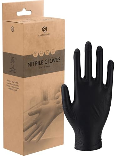 ABENA Essentialz Black Nitrile Disposable Gloves, Small, Pack of 50