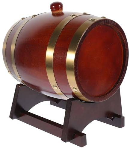 Genérico Barril de Vino de Madera 1.5 L Color Rojo Marrón para Almacenamiento y Añejamiento de Cerveza Vino y Licores Cubo Decorativo para Bar y Fiestas
