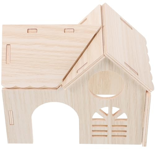 FELTECHELECTR Nascondiglio in Legno per Criceti Nani e Animali Domestici Simili Beige, Casa Durevole Che Riduce Le Emozioni Negative, per Gabbie e Addestramento al Gioco