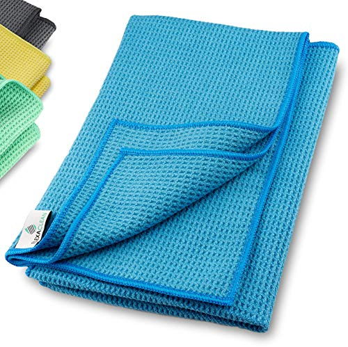 ELEXACLEAN Mikrofaser Trockentuch, Premium Waffeltuch (2 Stück, 60x40 cm, Blau) superweiche Qualität für Auto, Glas, Küche, Geschirr, Bad