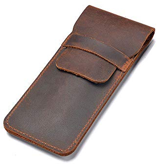 Jurxy Lederetui Leder-Stifteetui Handgemachte Brunnen Multi-Pens-Beutel Crazy Horse Leder Schutzhülle für Stift Groß - Braun