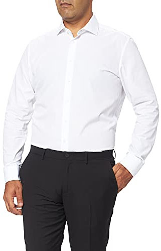 Seidensticker Herren Slim Fit Langarm Popeline Hemd, weiß, 45