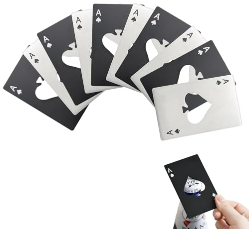 Lxoraziy 10 Playing Card Bottle Openers, Creative Stainless Steel Poker Opener, Ace of Spades Design (Black & Silver)