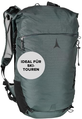 ATOMIC Backland 30+ Green/Grey - Leichter Skitouren-Rucksack mit Rolltop-Verschluss - alpiner Wanderrucksack mit mehr als 30L Stauraum - robuster & vielseitiger Ski-Rucksack mit Hüftgurt