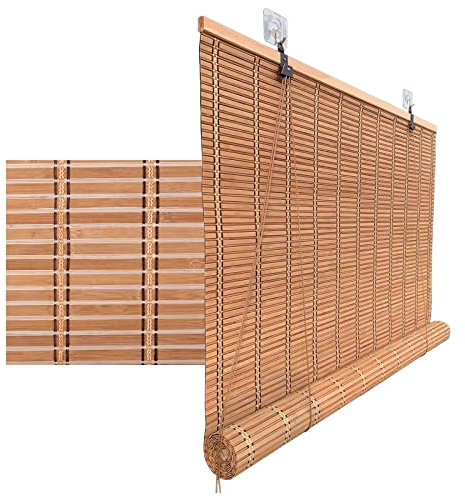 Duchunsheng Tapparella A Carrucola in Bamboo, Tende da Finestra per Esterni, Protezione Solare E della Privacy, Personalizzabile, Facile da Installare, Tende Romane di Sollevamento retrò Tenda Bamboo