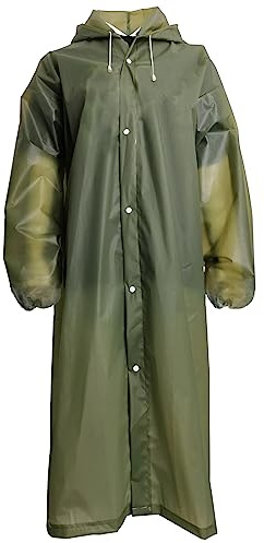 Fayemint Poncho de Lluvia Impermeable, Poncho Reutilizable, EVA Poncho para Viajes, para Trekking, Senderismo, Camping al Aire Libre (Ejercito Verde)