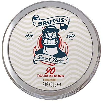 Brutus Beard Balm for Men, Non-Greasy Leave-in Conditioner with Matte Finish, Styling Balm Enriched with Jojoba Oil, Hemp Seed, and Vitamin E, Sandalwood Scent, 2 oz