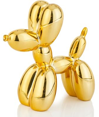 AMOIENSIS Shiny Balloon Dog Statue Decor, 4 inch Electroplate Gold Balloon Dog Animal Sculpture, Small Nick Nacks for Shelf Decor, Small Eclectic Decor Desktop, Vibrant Balloon Dog