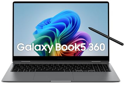 Samsung Galaxy Book5 360, Ordenador Portátil IA 15,6, Procesador Intel Core Ultra 7, 16GB RAM, Almacenamiento 1TB, Windows 11 Home, Gris, Teclado QWERTY Español