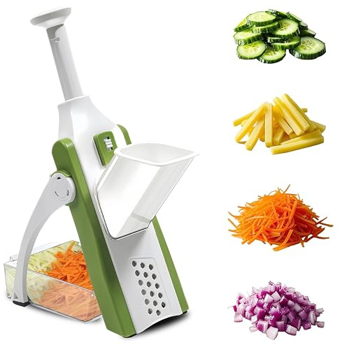 ARSUK Safest Mandoline Vegetable Slicer/Chopper– Multifunction Veg Cutter, Food Slicer for Chips, Salad, Onion & Potato Slicing with Vegetable Dicer– 4 Modes (Julienne, Slice, Dice, Chop) + Grater