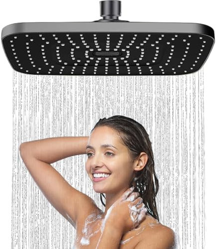 JINYOMFLY Soffione Doccia Grande a Pioggia, 32 CM Soffione per Doccia Fisso Alta Pressione, Cipolla per Doccia Grande Regolabile 360°