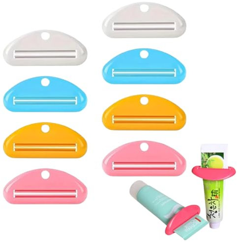 JchEnye Lot de 8 Pinces à pâte à dent, Pinces à pâte à dent colorées, Presse-pâtes à dent en Tube, Presse-pâtes à dent, Pinces à pâte à dent polyvalentes. (Blanc/Rose/Bleu foncé/Jaune)