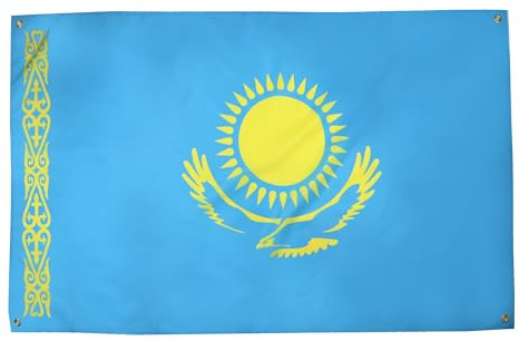AZ FLAG Bandera Kazajstán 150x90 cm con 4 ojales, Bandera Kazajstán para balcón o pared