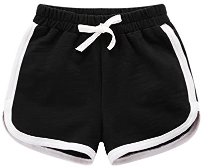 Hotpants Enfants 152 Shorts Coton Actif Athlétique Course Dormir Pour Tout-petits Enfants Grandes Filles Garçons Été Sports de Plage Bébé 56 Filles, Noir , 13-14 ans
