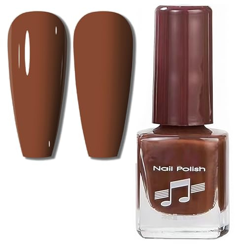 Brown Nail Varnish, Chocolate Brown Nail Polish, Neutral Autumn Nail Polish, Dark Nude Black Glossy Nail Varnish, Quick-Drying No UV Lamp Needed Long Lasting, DIY Nail Art Manicure for Women