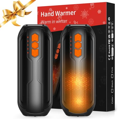 VIWAVE Handwärmer Elektrisch 2er-Set Taschenwärmer Wiederverwendbar mit LED,Lange Akkulaufzeit Handwärmer USB Aufladbar mit 5 Temperaturstufen,Tragbar für Winter Outdoor Camping,Geschenk,Frauen,Männer