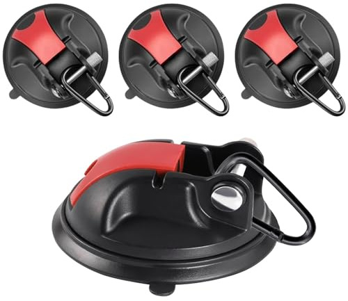 4Stk Saugnapf Haken mit D Haken Tragfähigkeit 30KG für Camping und Haushalt