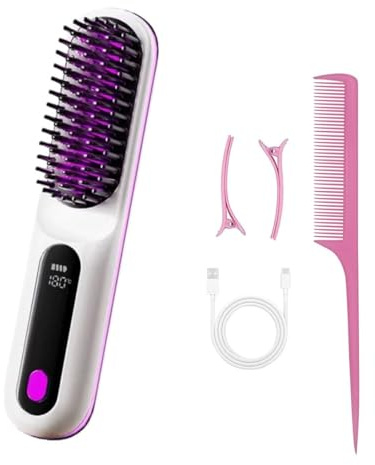Jetta Brosse Coiffante Pour Cheveux Courts Volumelift，Céramique Ionique，Anti-Frisé，Racine Volumisée，Style Salon À La Maison (Blanc)