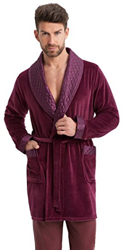 LEVERIE Veste d'intérieur/robe de chambre courte classique homme, bordeaux, L