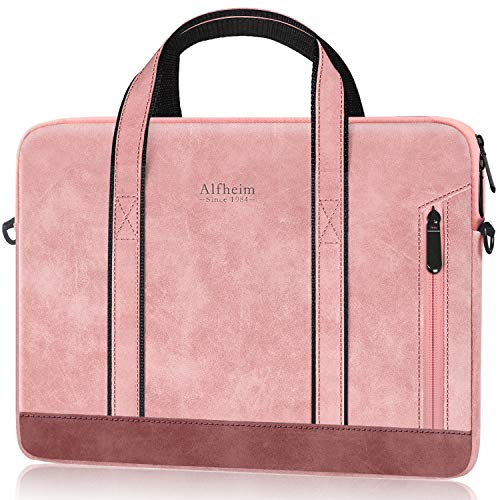 Alfheim 15/15.6/16 inch Laptop Bag, Waterproof Leather Laptop Briefcase Messenger Bag with Shoulder Strap for Women/Men/Business, Compatible with Macbook Pro 16 inch