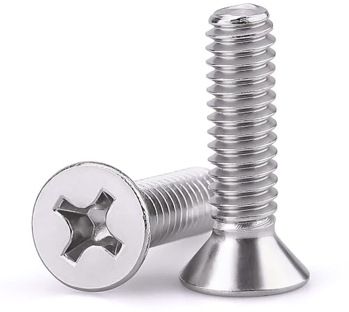 #6-32 x 3/4 Flat Countersunk Head Machine Screws, Phillips Drive, 304 Stainless Steel 18-8, Full Thread, Coarse Thread UNC, 100 PCS