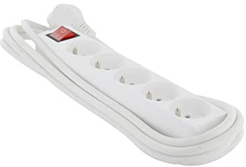 CHACON multiprise avec Interrupteur, 5 x 16 A - 3m - Blanc