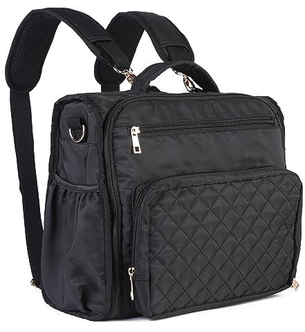 Clearworld Waterproof Convertible Diaper Bag Backpack, Quilted Travel Tote