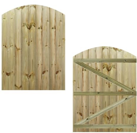 Bespoke Custom Made To Measure UPTO HEIGHT: 5ft (150cm High) Tongue & Groove Semi-Braced Arch Top Pathway Garden Pedestrian Gate [Width Between 90CM to 105CM Hinge Pack Option Removed