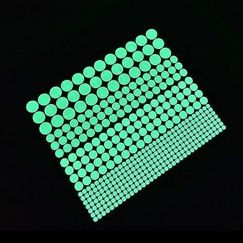 Green Glow in The Dark Wall Stickers, 407 Pcs Removable Glow in Dark Dots Wall Decals Stickers Room Decor Kit, Adhesive Dots Luminous Ceiling Decals for Kids Bedroom Fruit and Vegetable Corers