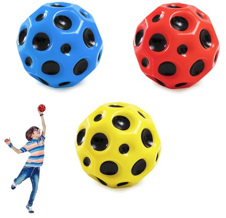 Uunquee 3 Pièces Astro Jump Ball, Moon Ball, High Jumps Bounce, Rubber Ball à Rebonds Élevés pour Enfants - Cadeaux Interactifs Relaxants