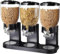 Greenfields Triple Dry Food Cereal Dispenser – Classic Storage Canister for Cornflakes, Candy, Sweets, Lentils, Nuts, Beans & Granola – Easy Control Kitchen Quick Dispenser, Black