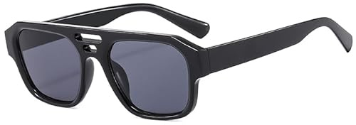 Long Keeper Retró Occhiali da Sole Uomo Donna Occhiali da Sole Pilota Anni 70 Classici Occhiali da Guida Anni Unisex (nero brillante GRE a)