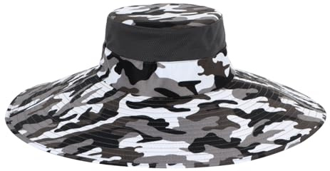 LY4U Cappello da Sole da Uomo, Cappello Mimetico Estivo UPF 50 a Tesa Larga 15 cm, Berretti da Trekking per Escursioni All'aperto con Cinturino Regolabile