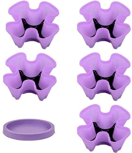 Maceta apilable de fresas multicapa, torre de flores, combinación vertical, maceta de hierbas con cuatro pétalos, maceta de plástico con bandeja para balcón