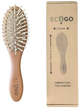 Small Wooden Hair Brush – Bamboo Bristle Brush – Compact, Travel-Friendly, Fits in Purse or Pocket – Great Gift Idea for Women, Men & Kids – Scalp Massage, Ergonomic Handle