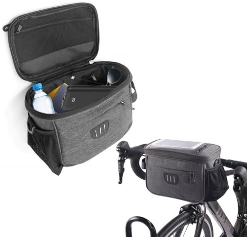 Sacoche guidon avec adaptateur pour vélo et vélo électriques, 5L Sacoche de Guidon, Sac Avant de Vélo Étanche - Convient aux vélos électriques, aux vélos de montagne