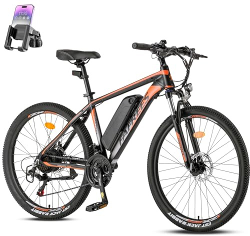Fafrees 26 Electric Mountain Bike Removable Battery 36V13.5Ah Electric Bike for Adults Men and Women, 21 Speeds,Range up 100km,with LCD Display,Dual Disc Brakes,Front Suspension,Phone Holder,Black