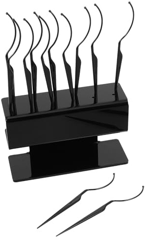 Ipetboom Soporte para Pestañas Postizas y Extensiones 1 Unidad Tamaño Estándar Negro Organizador Profesional para Salón Exhibición y Almacenamiento de Pestañas con Palitos Curvos