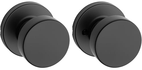 Kwikset Pismo Interior Door Knob for Hallway and Closet Doors, Matte Black