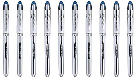 UNI-BALL - Uni Mitsubishi Pencil - 10 Stylos Uni-Ball Vision Elite UB200 - Airplane Safe - Stylo Roller Encre Liquide - Pointe 0,8 mm - Écriture Medium - Stylos Bleus