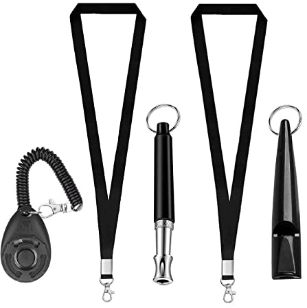 jiuhao Dog Training Whistles,Dog Training Clicker with Wrist Strap,High Pitch Plastic Training Whistles Professional Ultrasonic Dog Whistle with Lanyard Adjustable Frequencies,for Barking & Recall