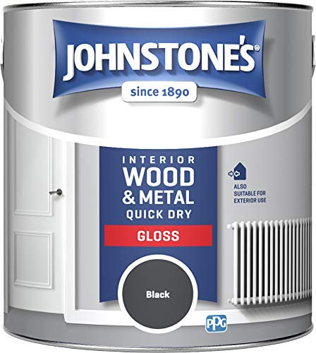 Johnstone's - Wood & Metal Paint - Gloss Finish - Black - 2.5l - Water Based - Non Drip & Quick Drying - Radiator Paint - Low Odour - Dry in 1-2 Hours - 8m2 Coverage per Litre