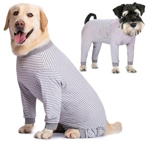 Yeapeeto Dog Onesie Surgery Recovery Suit for Large Medium Bodysuit Dogs Pajamas PJS Full Body for Shedding, Prevent Licking, Wound Protection, Cone Alternative (X-Large, Grey)