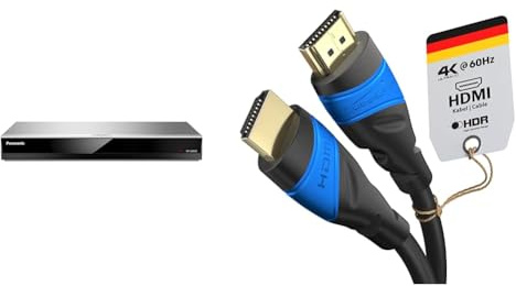 Panasonic DP-UB424EGS Blu-ray Spelare, Silver, Svart & KabelDirekt – HDMI-kabel 8K / 4K – 3m – med A.I.S-skärmning, (stöder alla HDMI-enheter – 8K@60Hz, 4K@120Hz, HDCP, High Speed HDMI, svart)